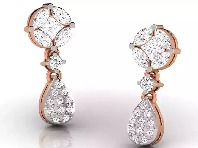 Women drop earrings 3dm render detail