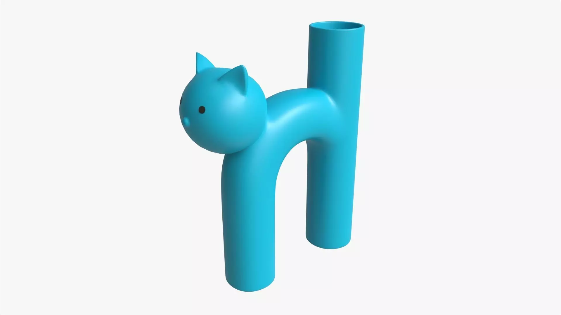 Ceramic Cat Vase 3D model_0
