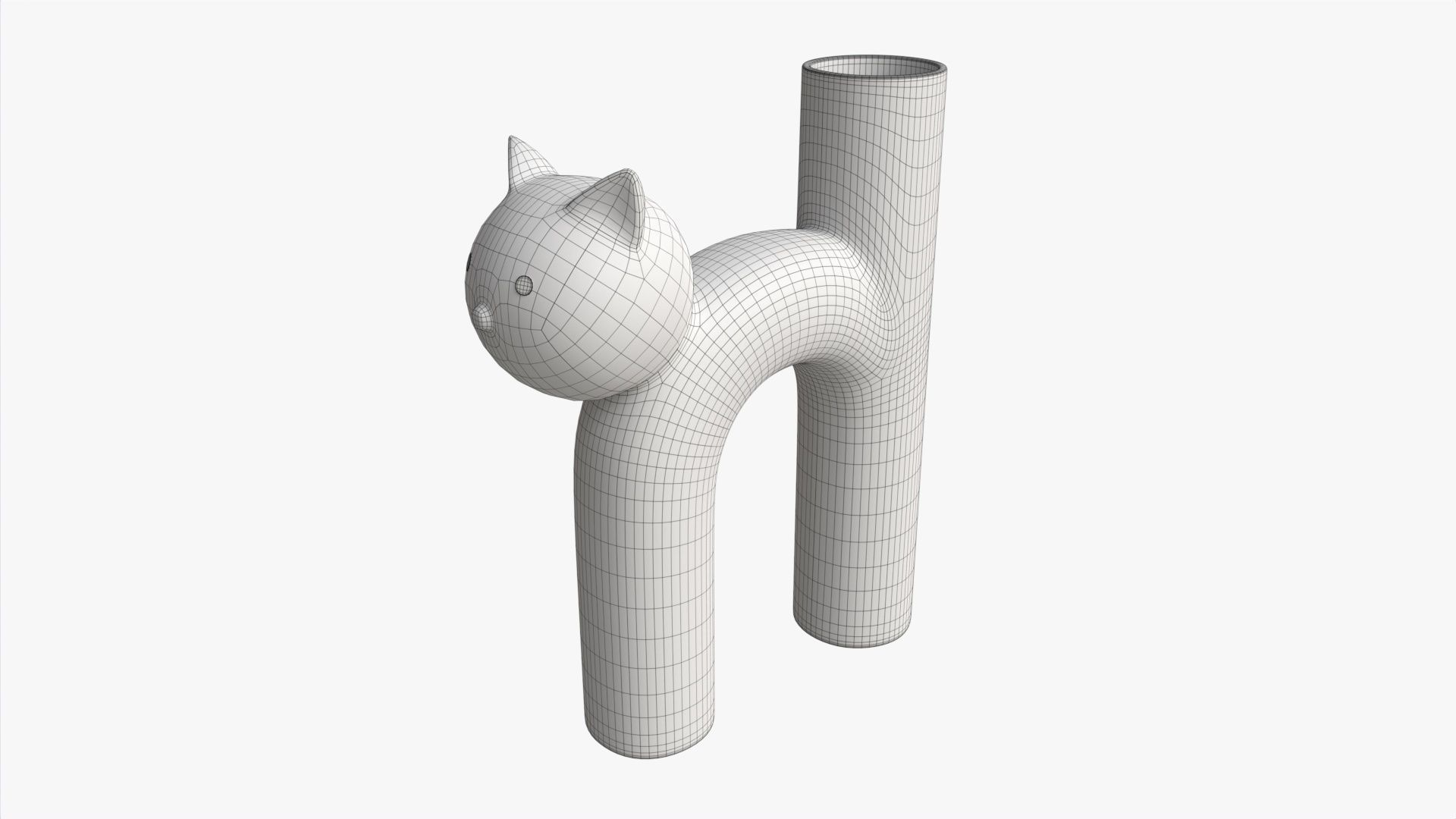 Ceramic Cat Vase 3D model_6