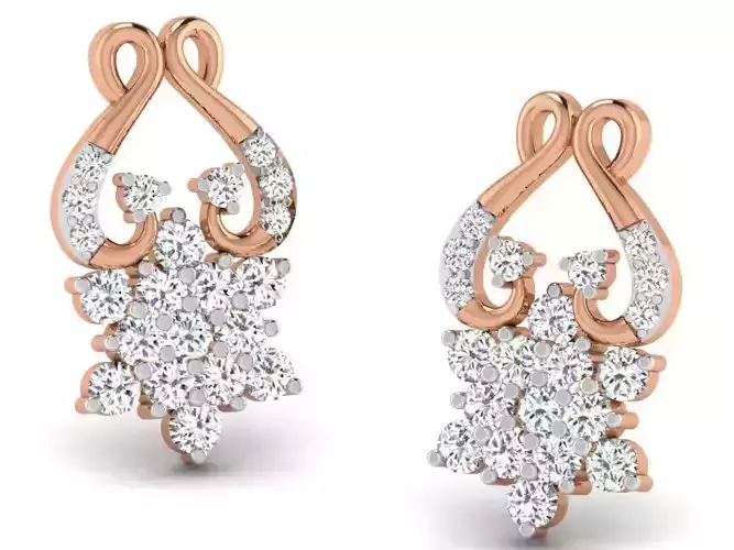 Women studs earrings 3dm render detail