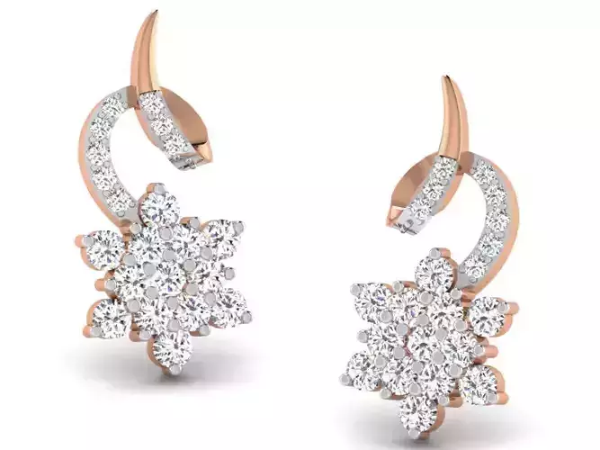 Women studs earrings 3dm render detail