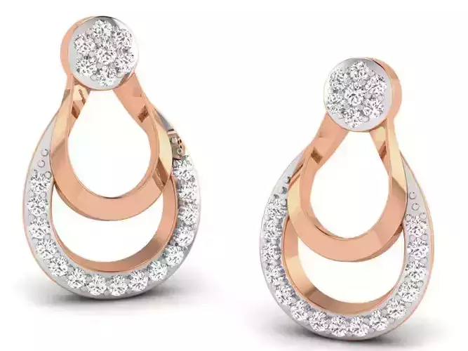 Women studs earrings 3dm render detail