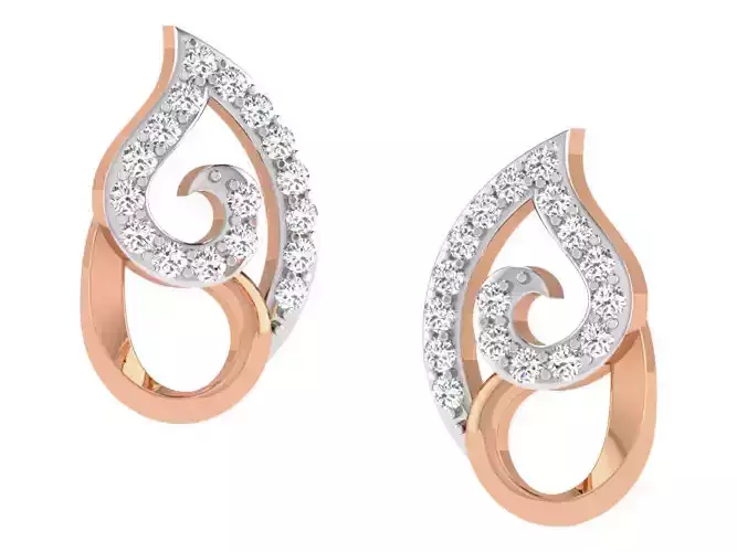 Women studs earrings 3dm render detail