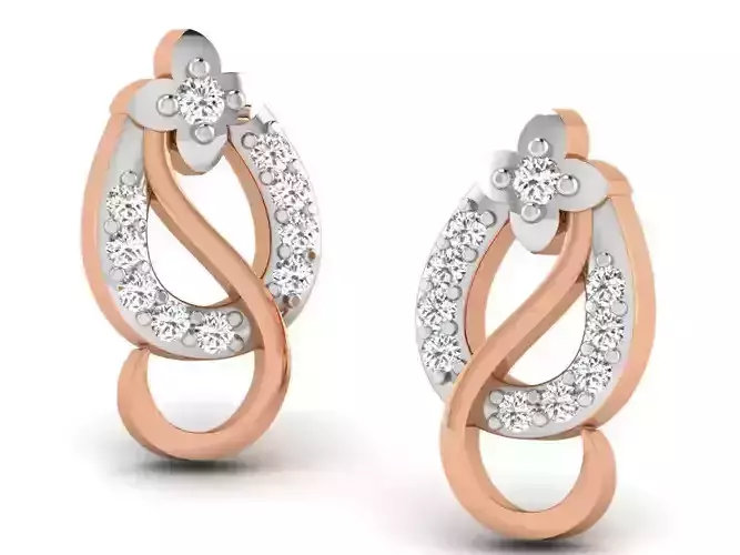 Women studs earrings 3dm render detail