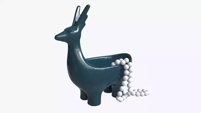 Ceramic Deer Bowl with Beads 3D model