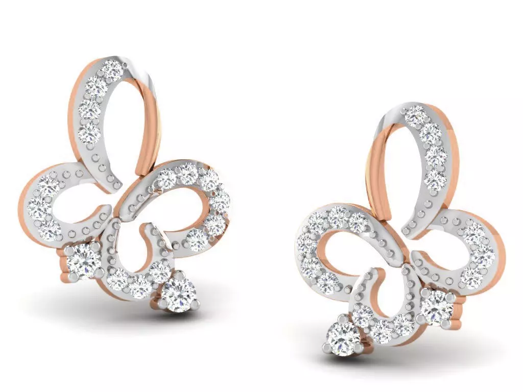 Women butterfly earrings 3dm render detail 3D print model_0