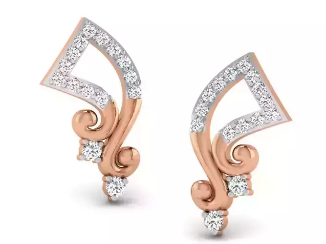 Women studs earrings 3dm render detail