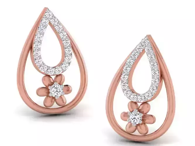 Women studs earrings 3dm render detail