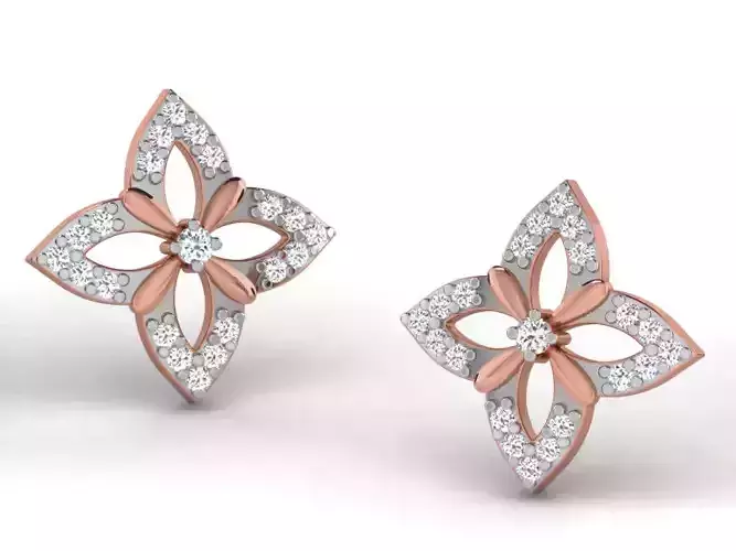 Women studs earrings 3dm render detail