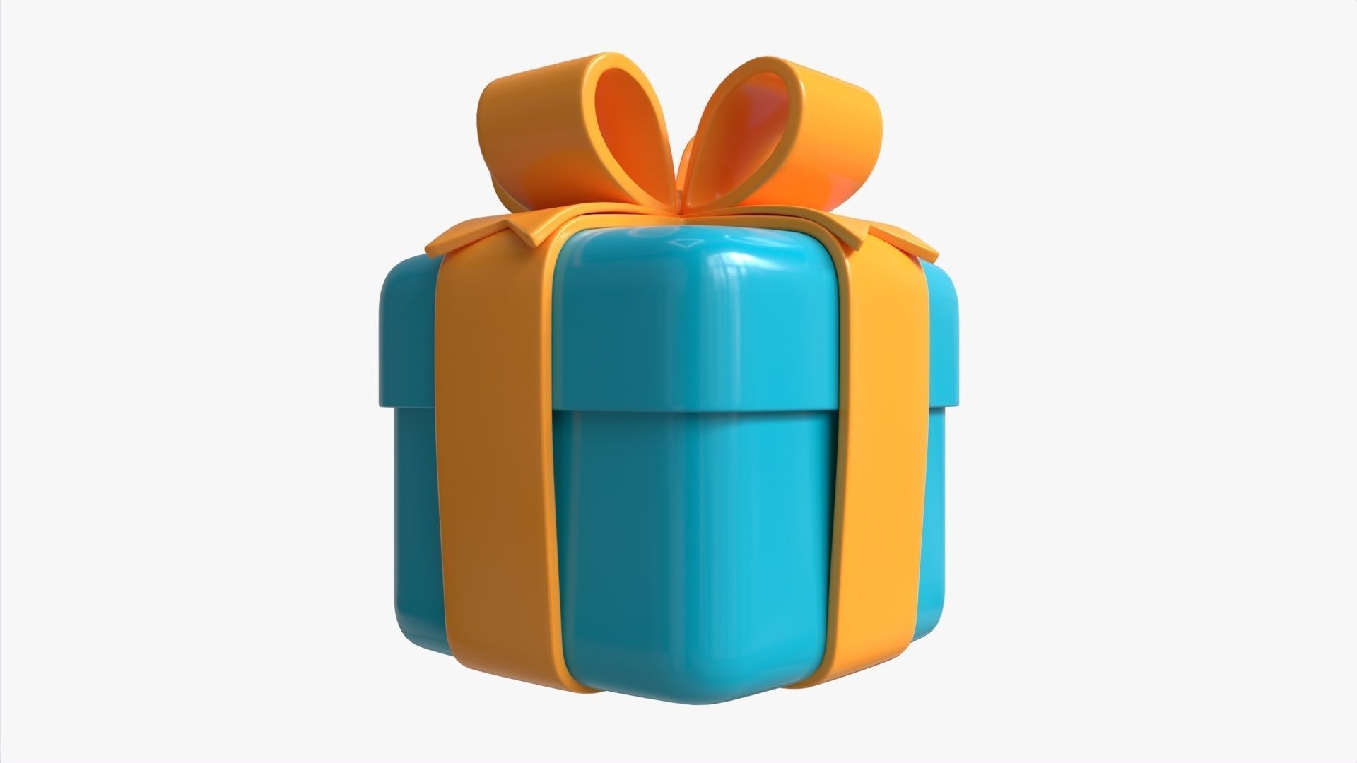 Gift Box with Ribbon Stylized 3D model_3