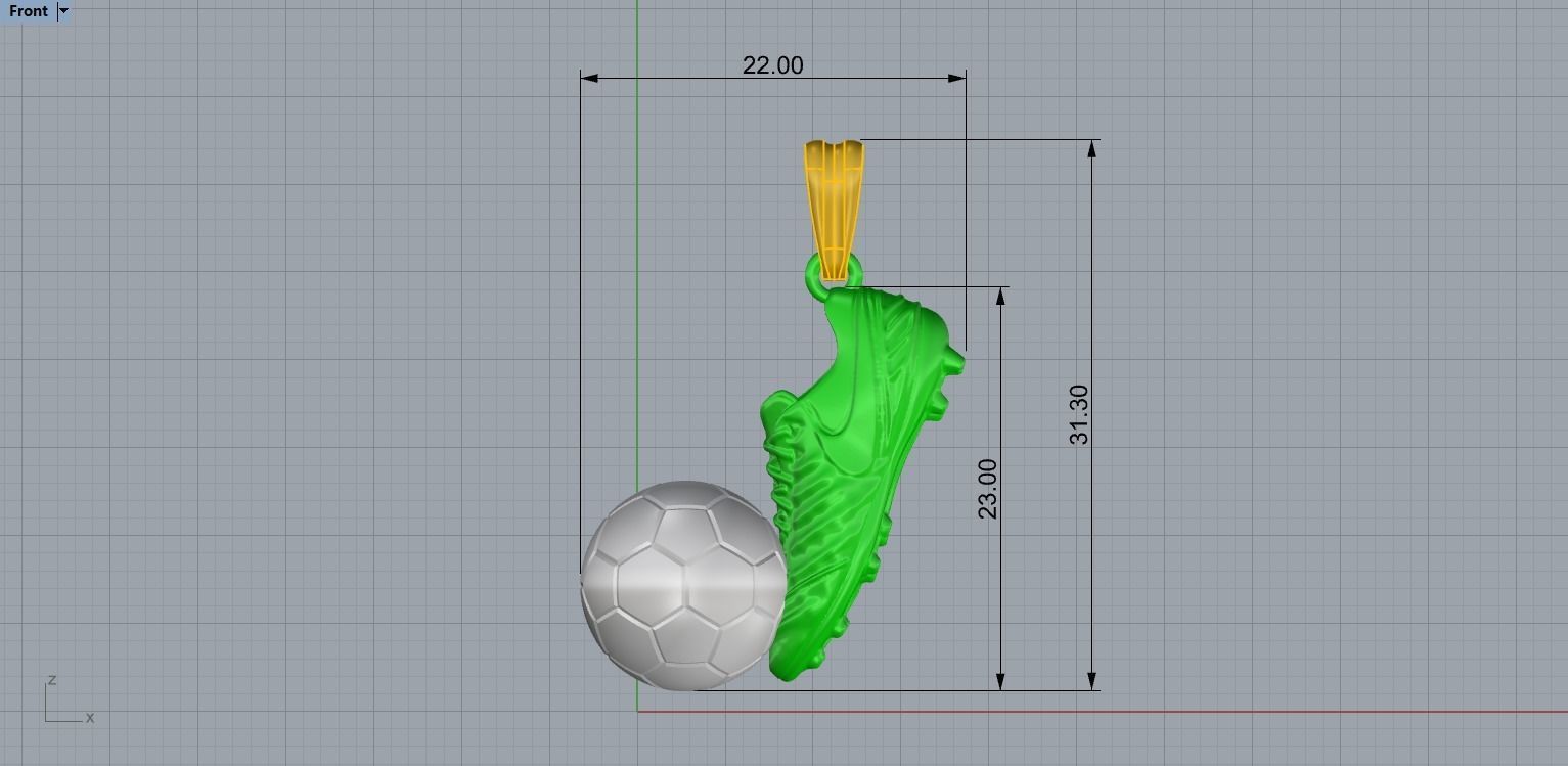 Football Boot and Ball Pendant N76 3D print model_8