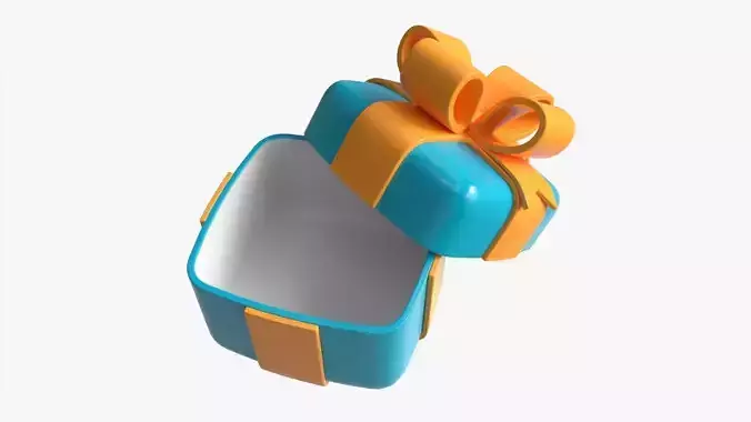 Gift Box with Ribbon Stylized Open