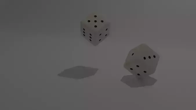 Low-poly Dice two in air