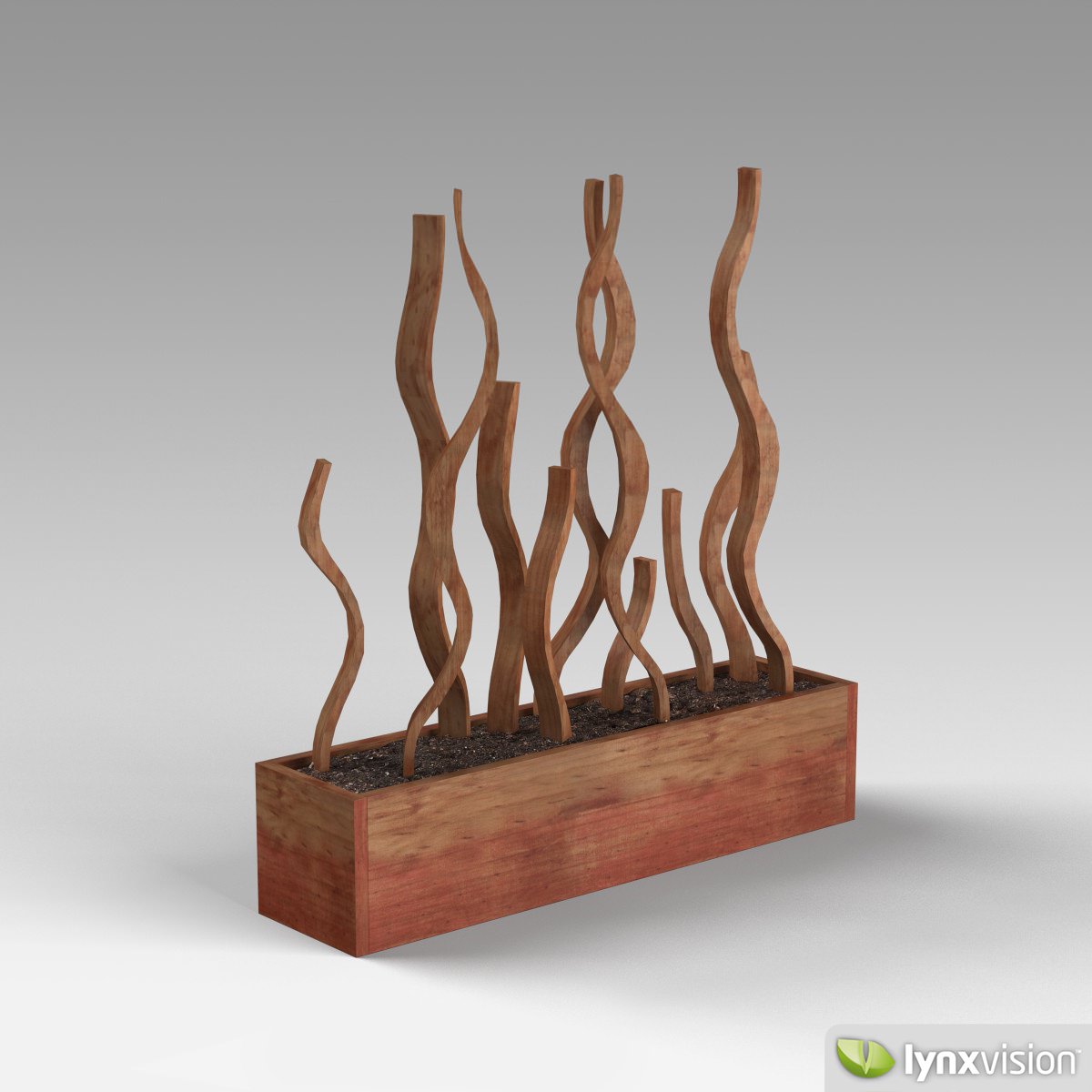 Wooden Deco pot 3D model_1