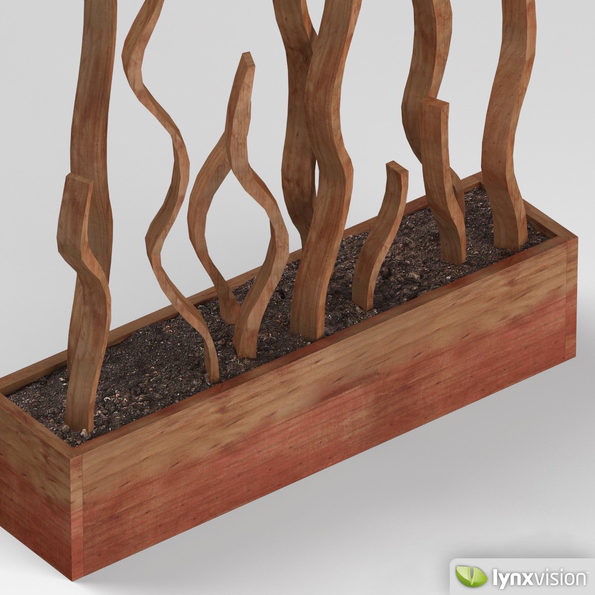 Wooden Deco pot 3D model_2