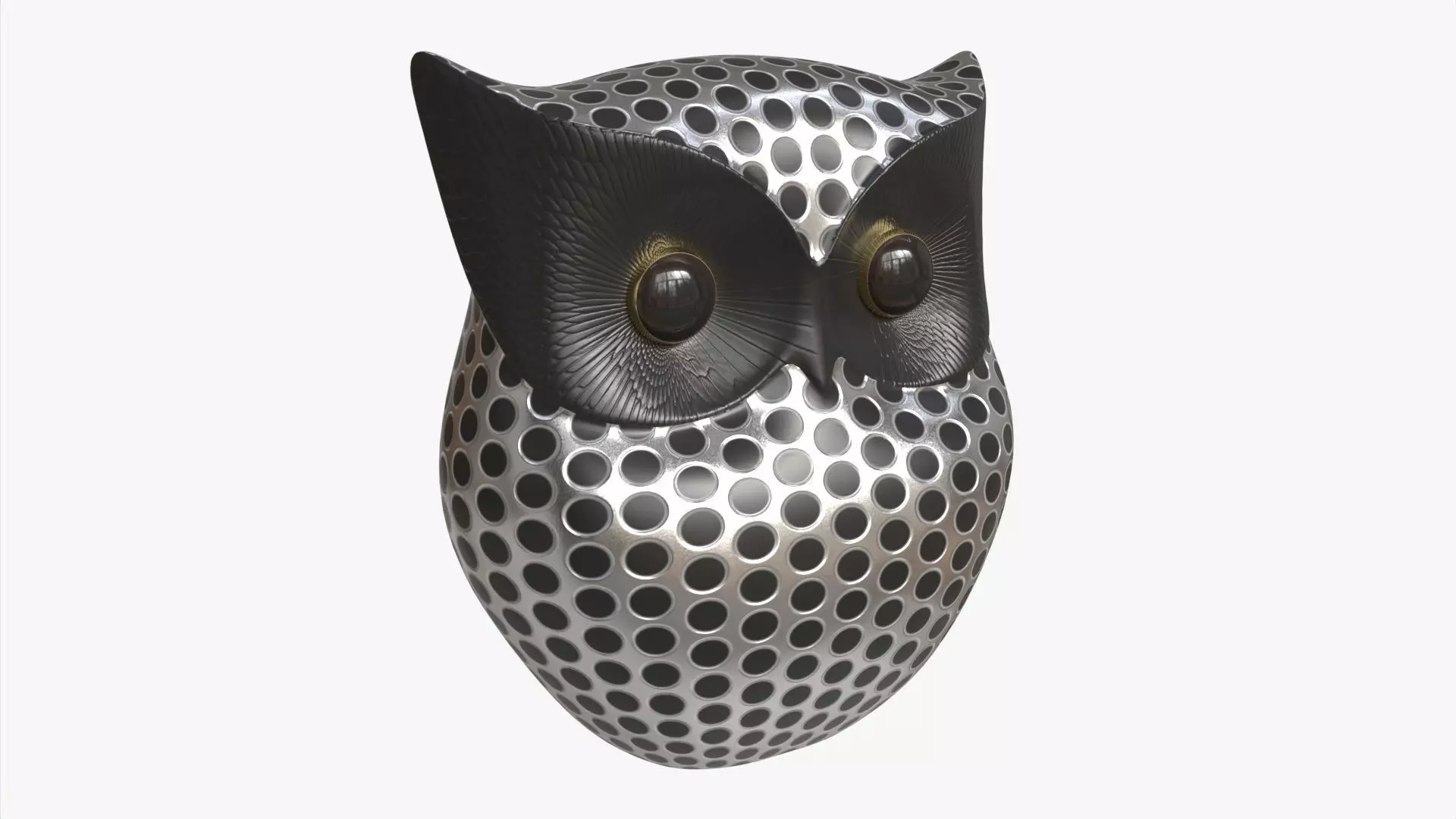 Metal Owl Figurine 3D model_0