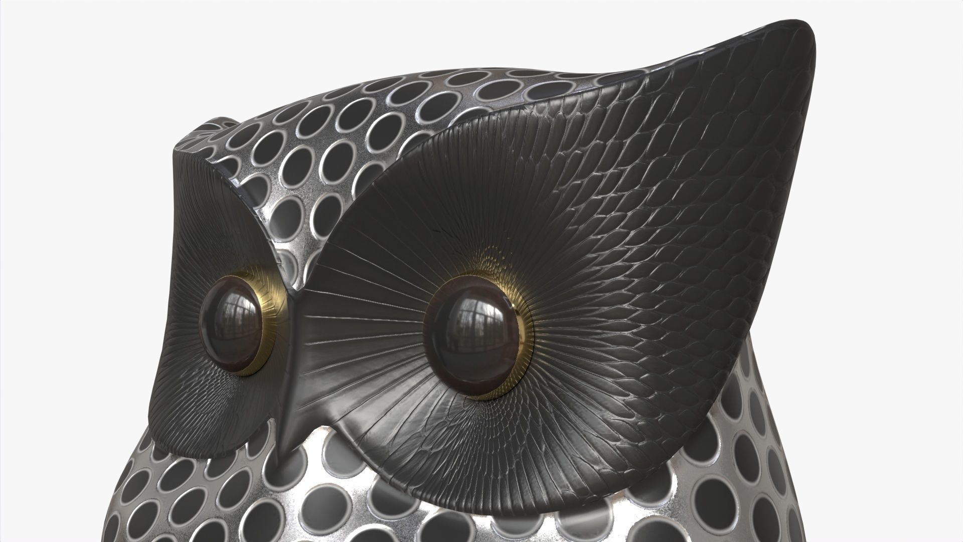 Metal Owl Figurine 3D model_2