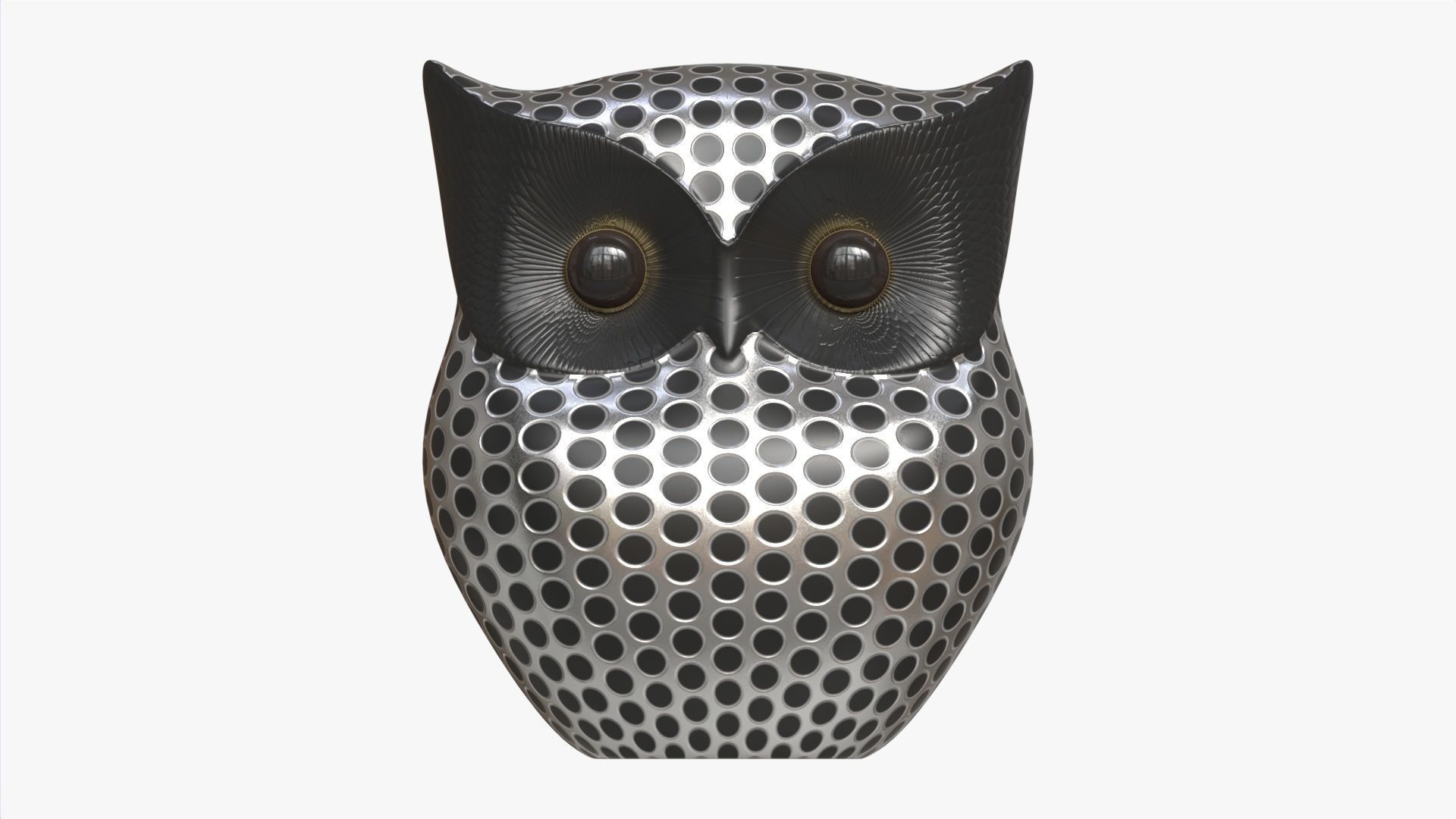Metal Owl Figurine 3D model_4