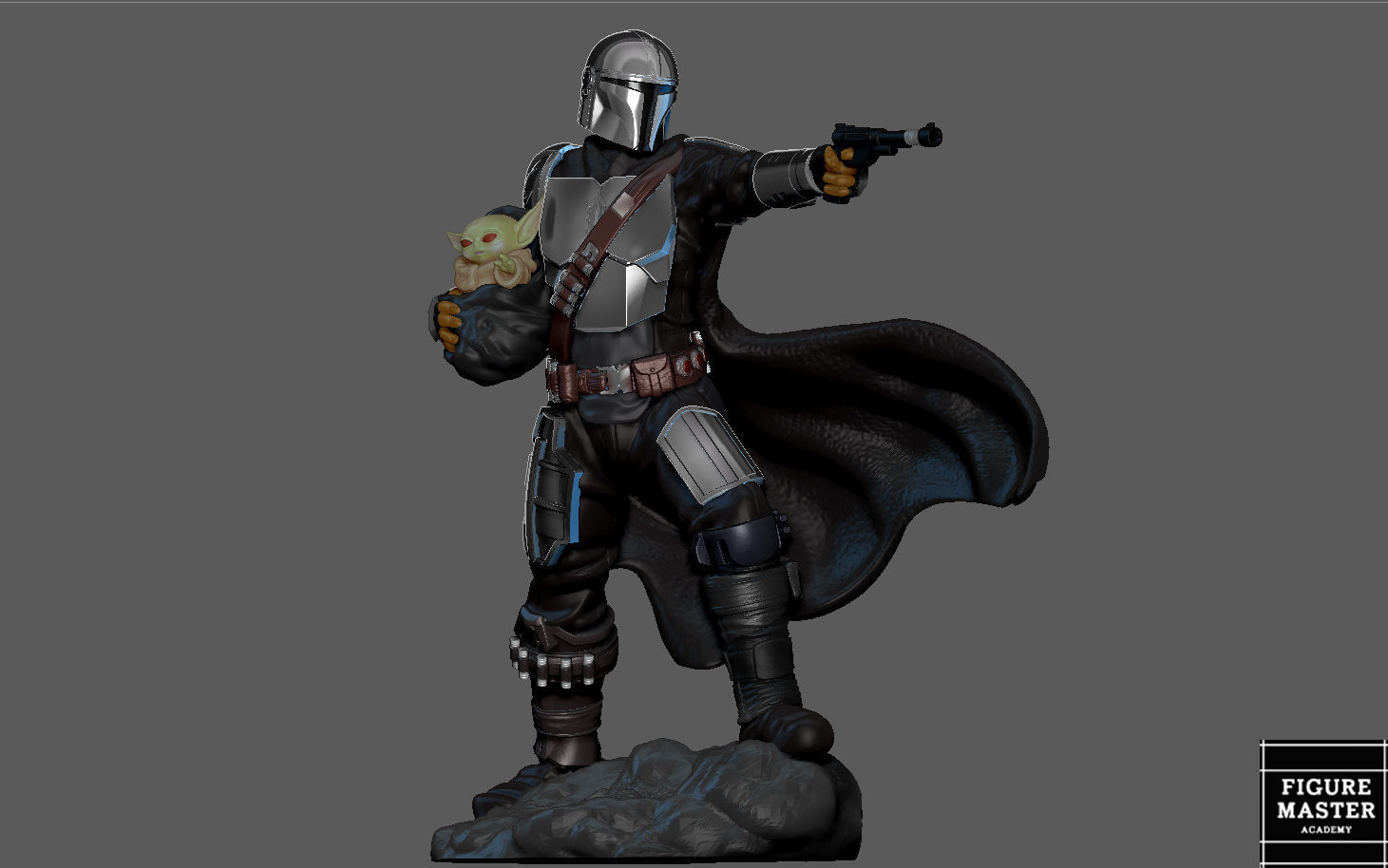 MANDALORIAN MANDO VER2 DISNEY DARKSABER STATUE 3D print model_2