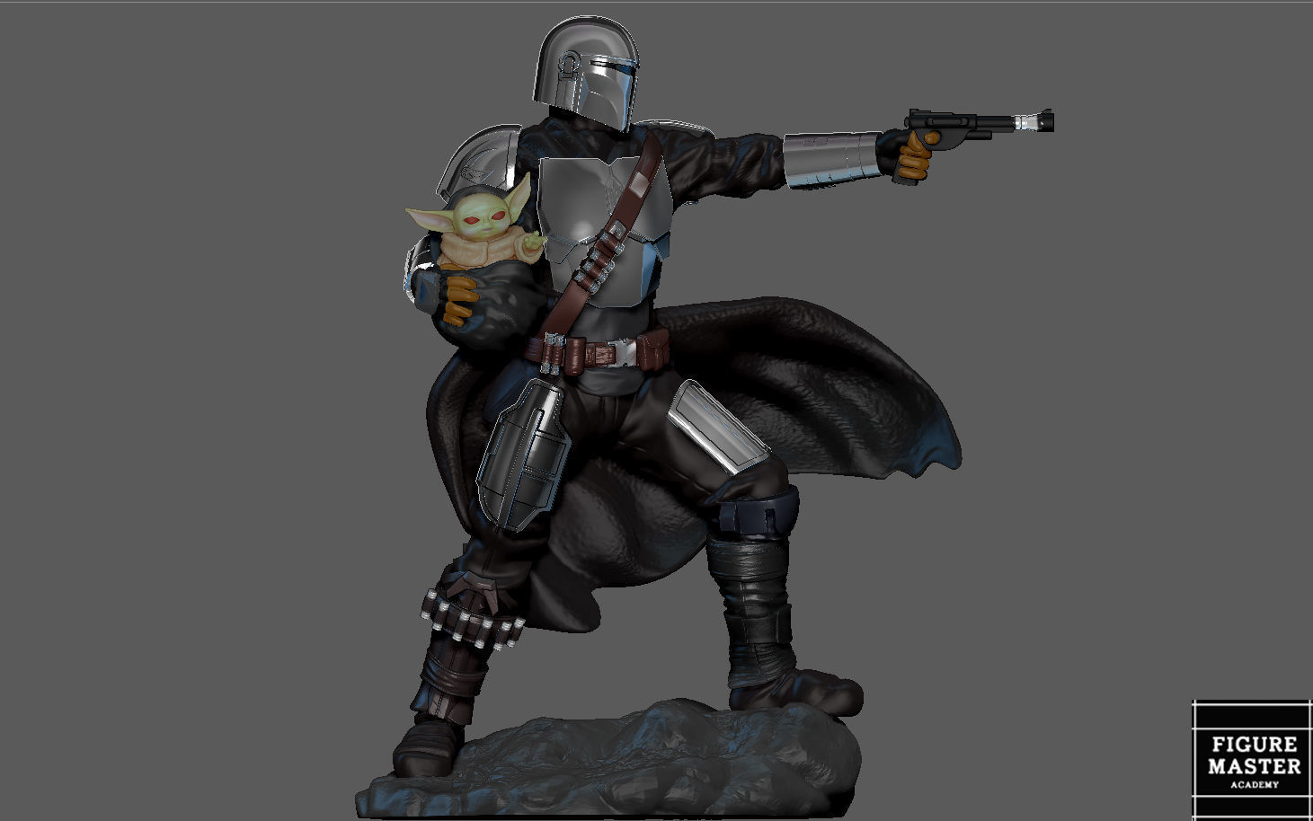 MANDALORIAN MANDO VER2 DISNEY DARKSABER STATUE 3D print model_13