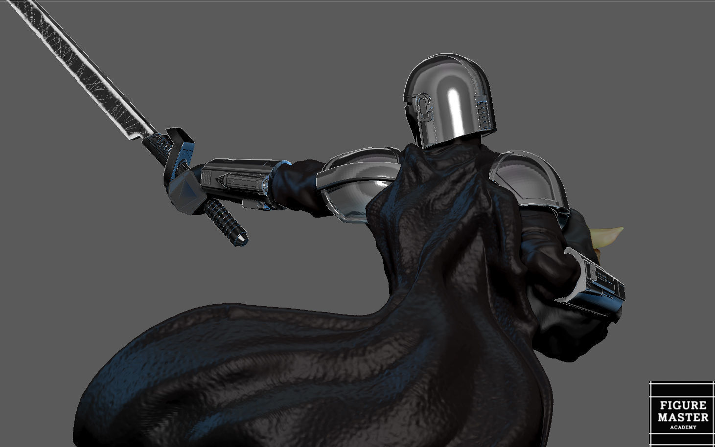 MANDALORIAN MANDO VER2 DISNEY DARKSABER STATUE 3D print model_4