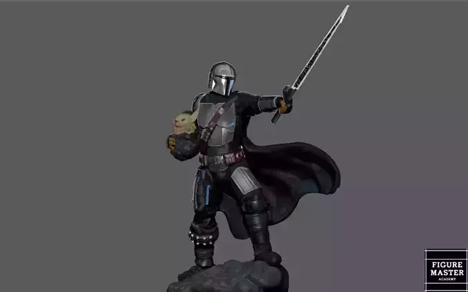 MANDALORIAN MANDO VER2 DISNEY DARKSABER STATUE 3D print model