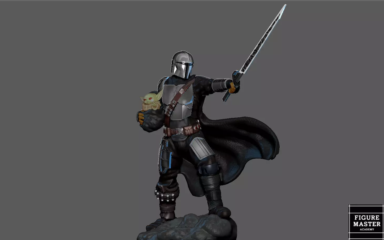 MANDALORIAN MANDO VER2 DISNEY DARKSABER STATUE 3D print model_0