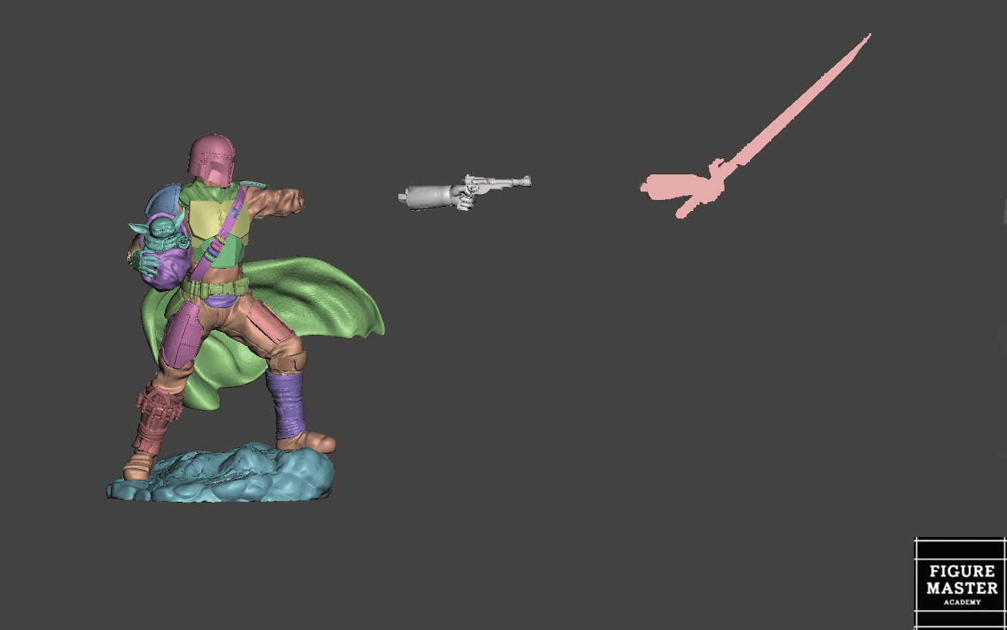 MANDALORIAN MANDO VER2 DISNEY DARKSABER STATUE 3D print model_17