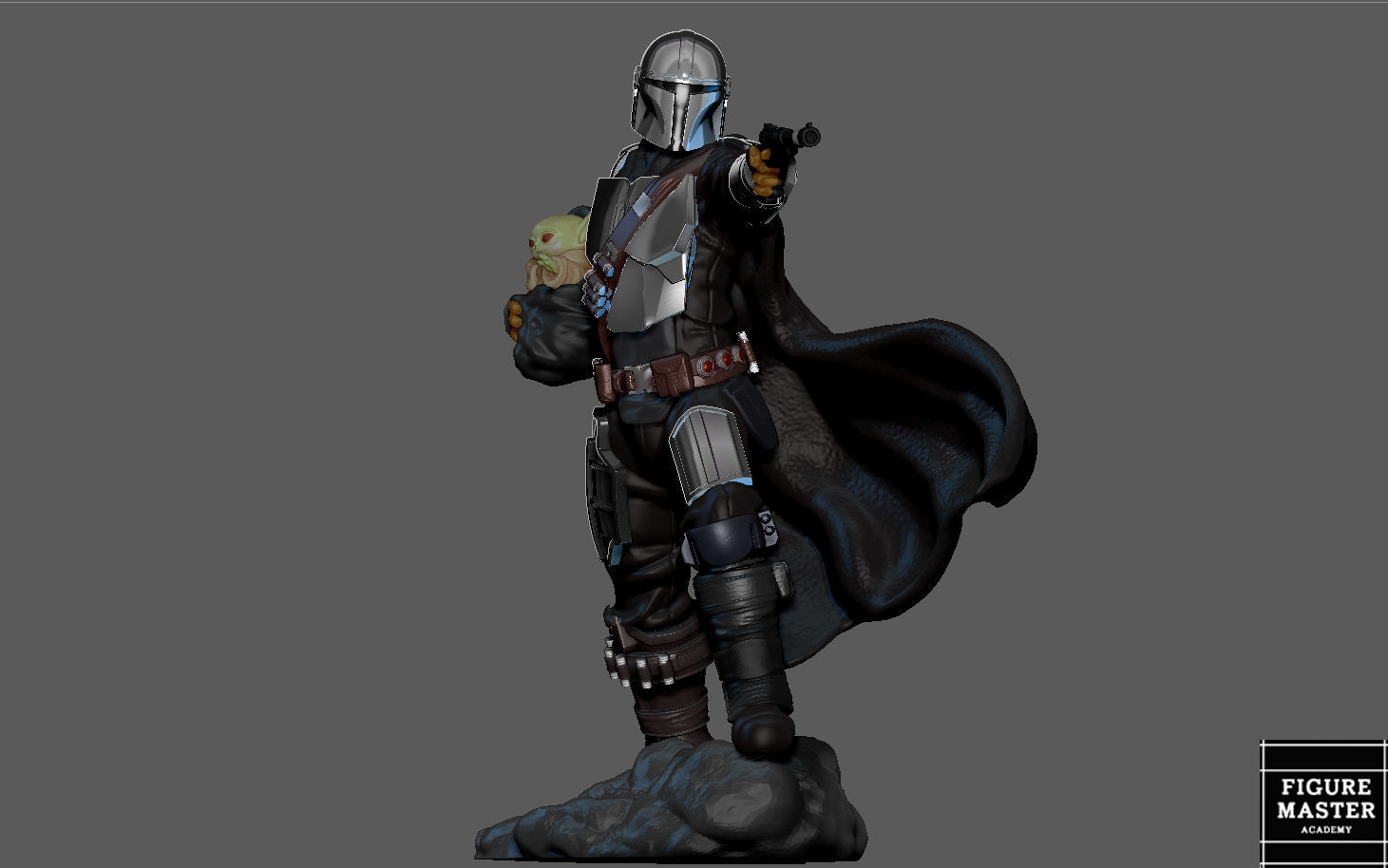 MANDALORIAN MANDO VER2 DISNEY DARKSABER STATUE 3D print model_3