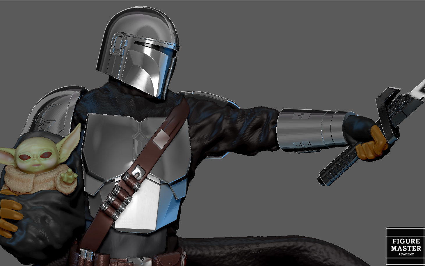 MANDALORIAN MANDO VER2 DISNEY DARKSABER STATUE 3D print model_6