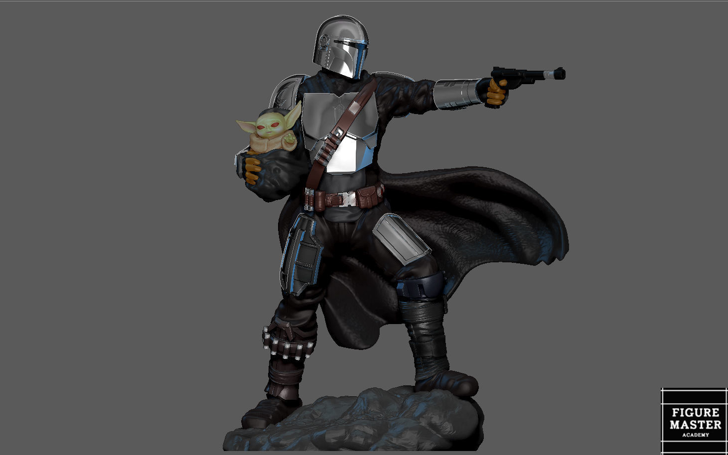 MANDALORIAN MANDO VER2 DISNEY DARKSABER STATUE 3D print model_12