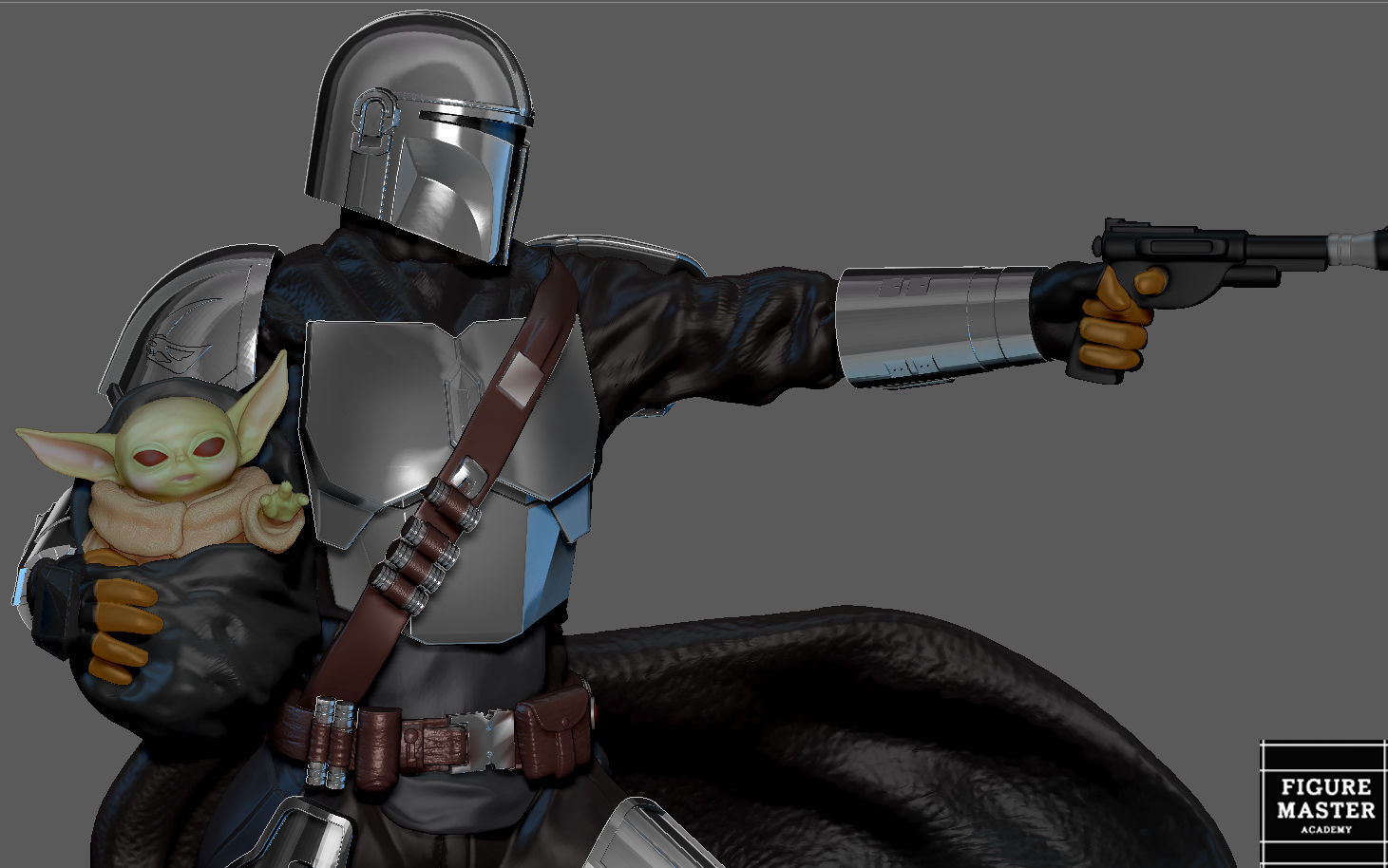 MANDALORIAN MANDO VER2 DISNEY DARKSABER STATUE 3D print model_9