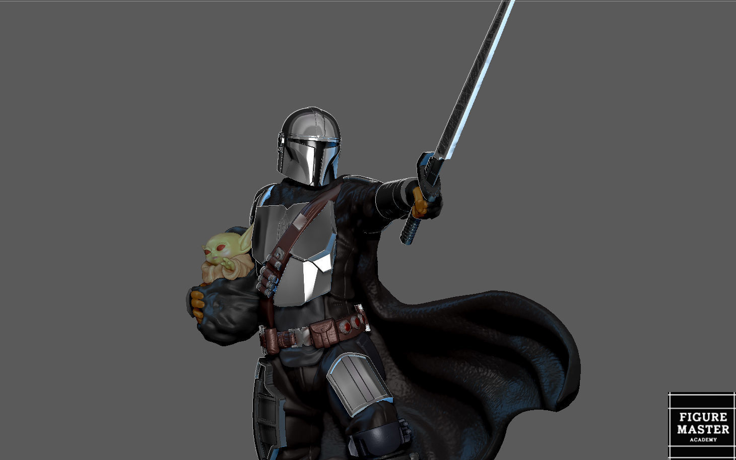 MANDALORIAN MANDO VER2 DISNEY DARKSABER STATUE 3D print model_16