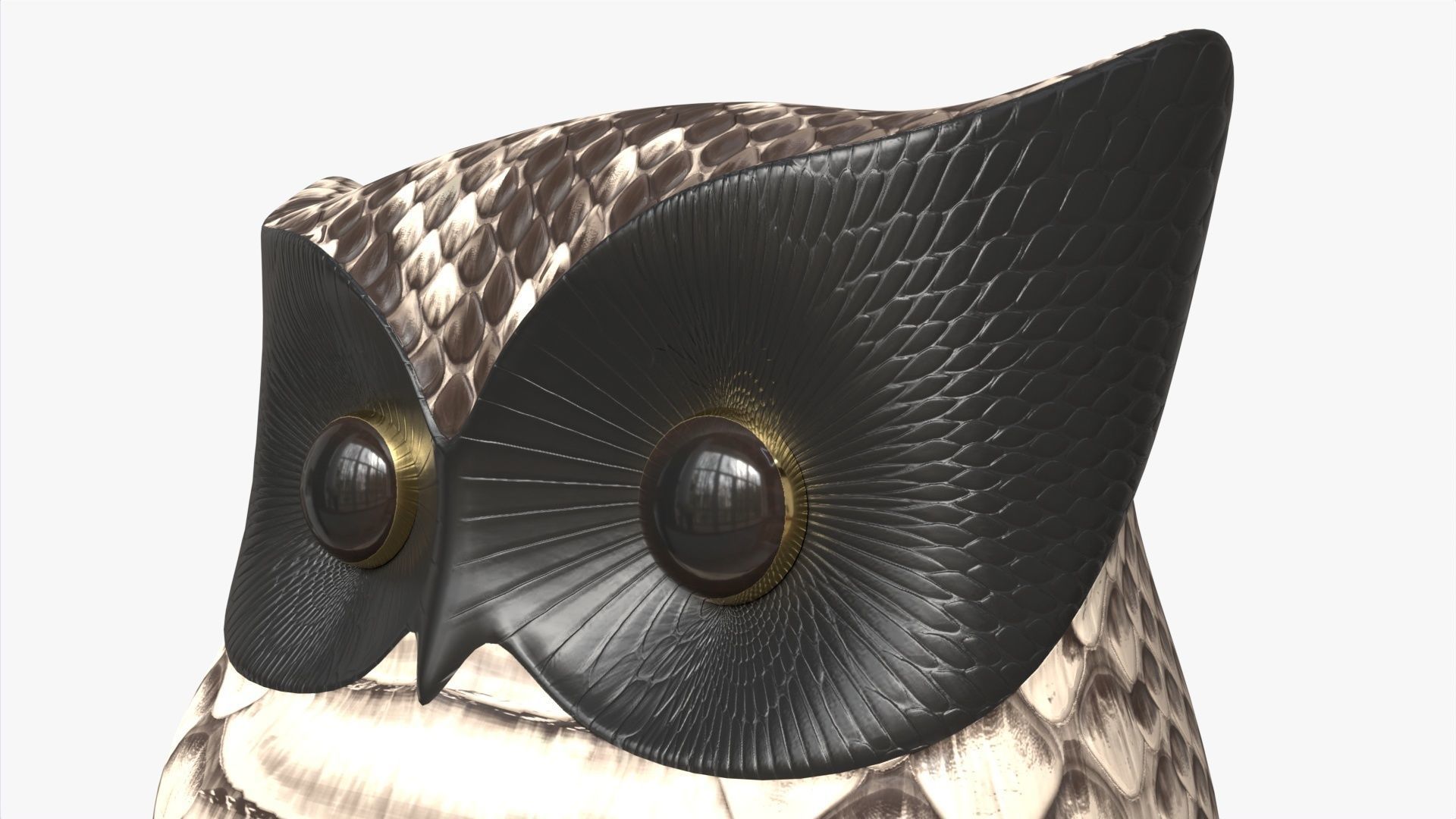 Owl Figurine Leather 3D model_2