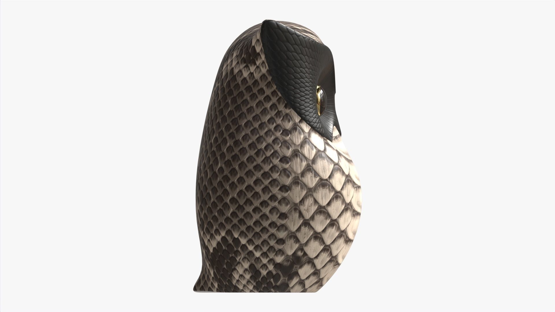 Owl Figurine Leather 3D model_5