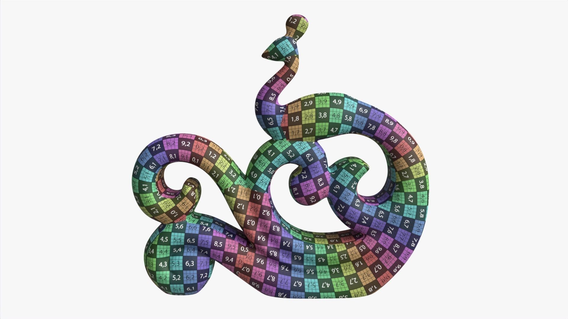 Modern Peacock Ceramic Figurine gold 3D model_7