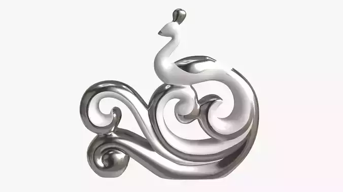 Modern Peacock Ceramic Figurine silver