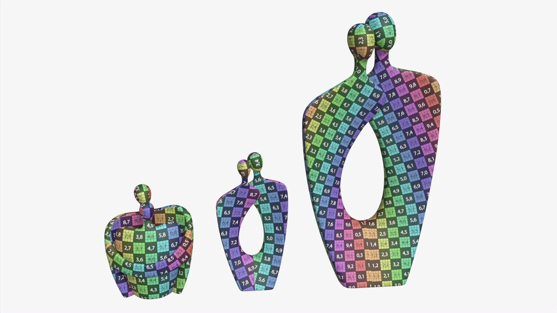 Nordic Simple Style Hug Love Sculptures Ceramic 3D model_8