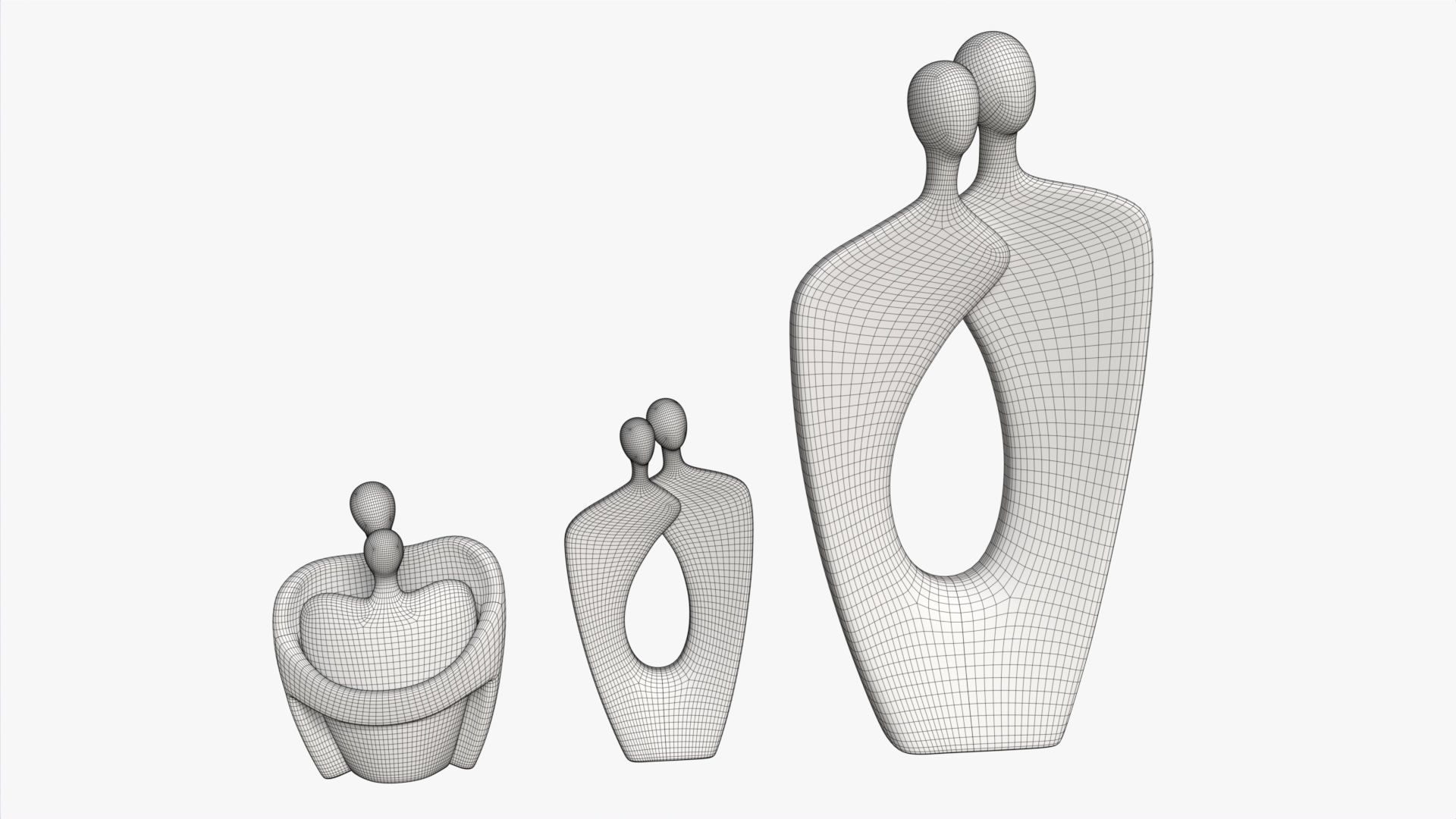 Nordic Simple Style Hug Love Sculptures Ceramic 3D model_7