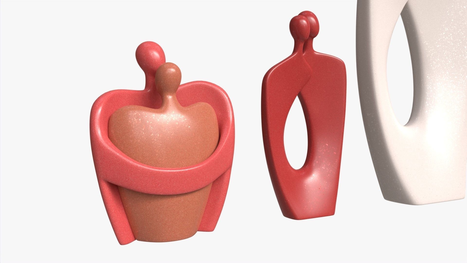 Nordic Simple Style Hug Love Sculptures Ceramic 3D model_2