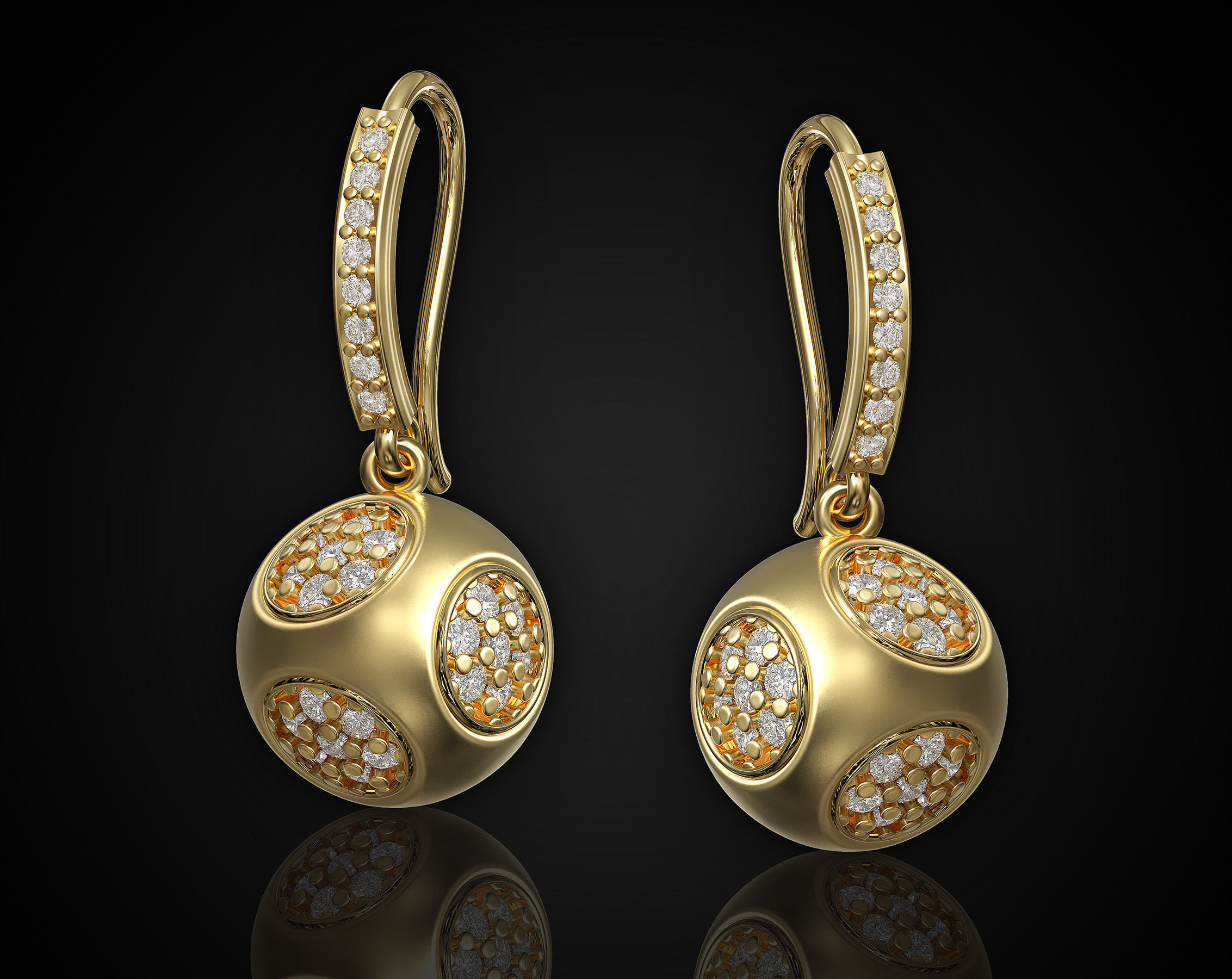 Cube of ball earrings 3D print model_1