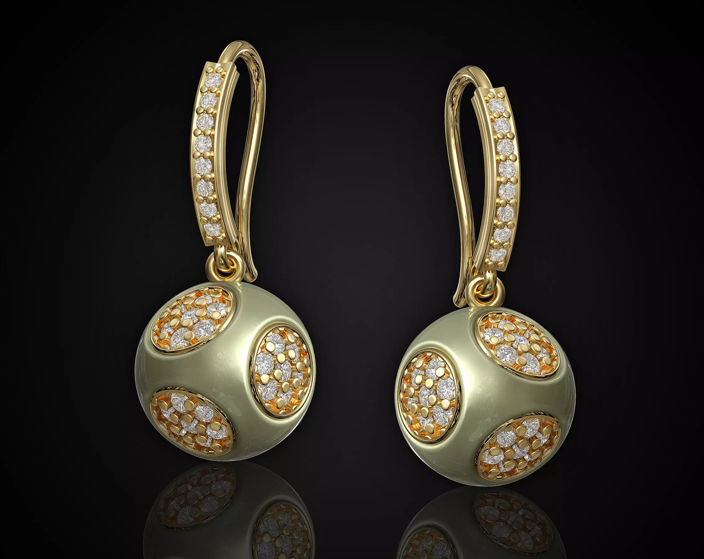 Cube of ball earrings 3D print model_0