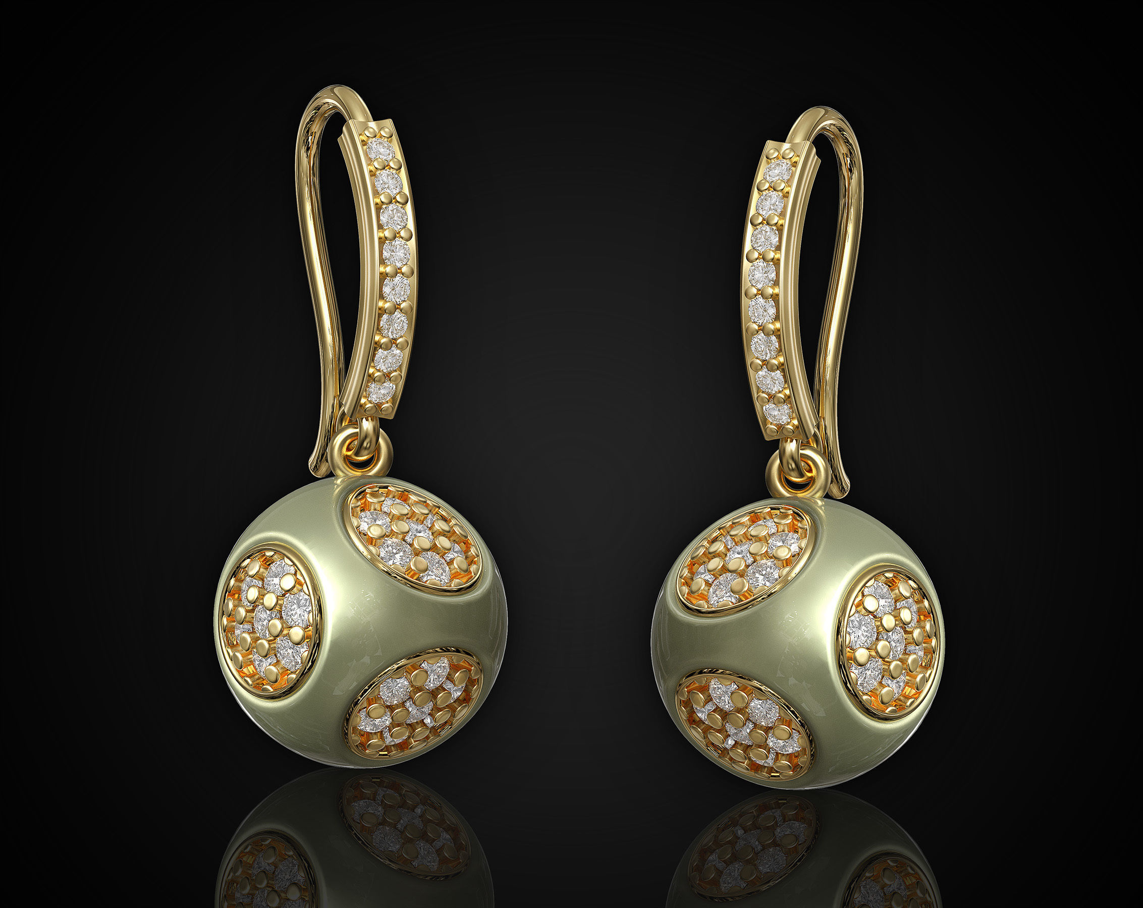 Cube of ball earrings 3D print model_3