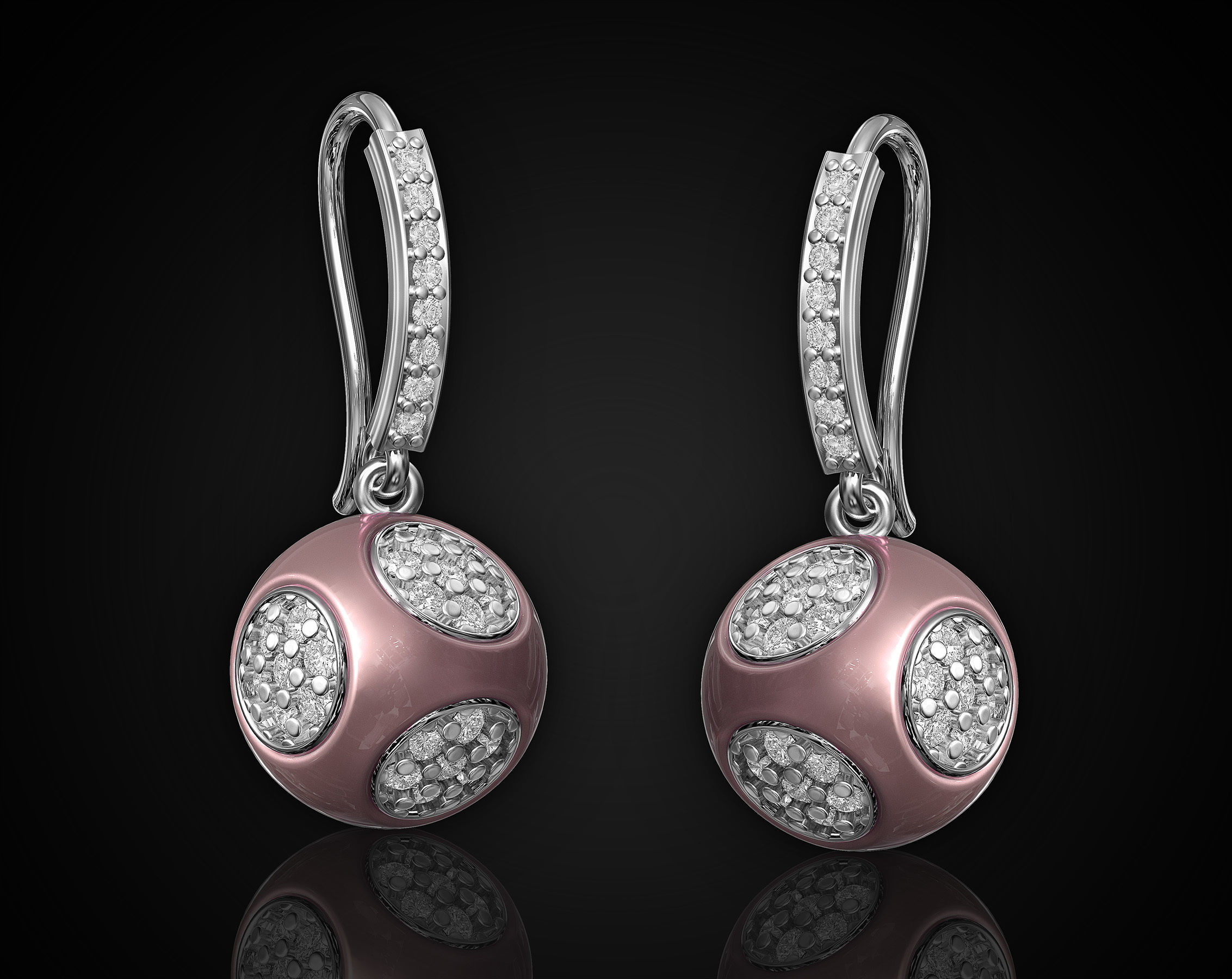 Cube of ball earrings 3D print model_2