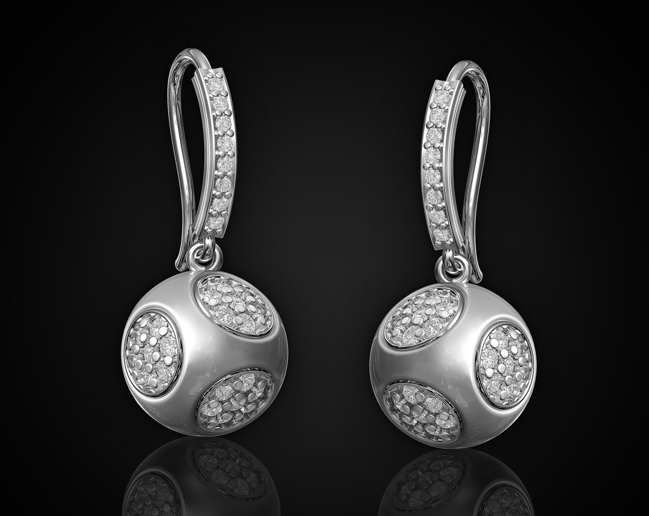 Cube of ball earrings 3D print model_4