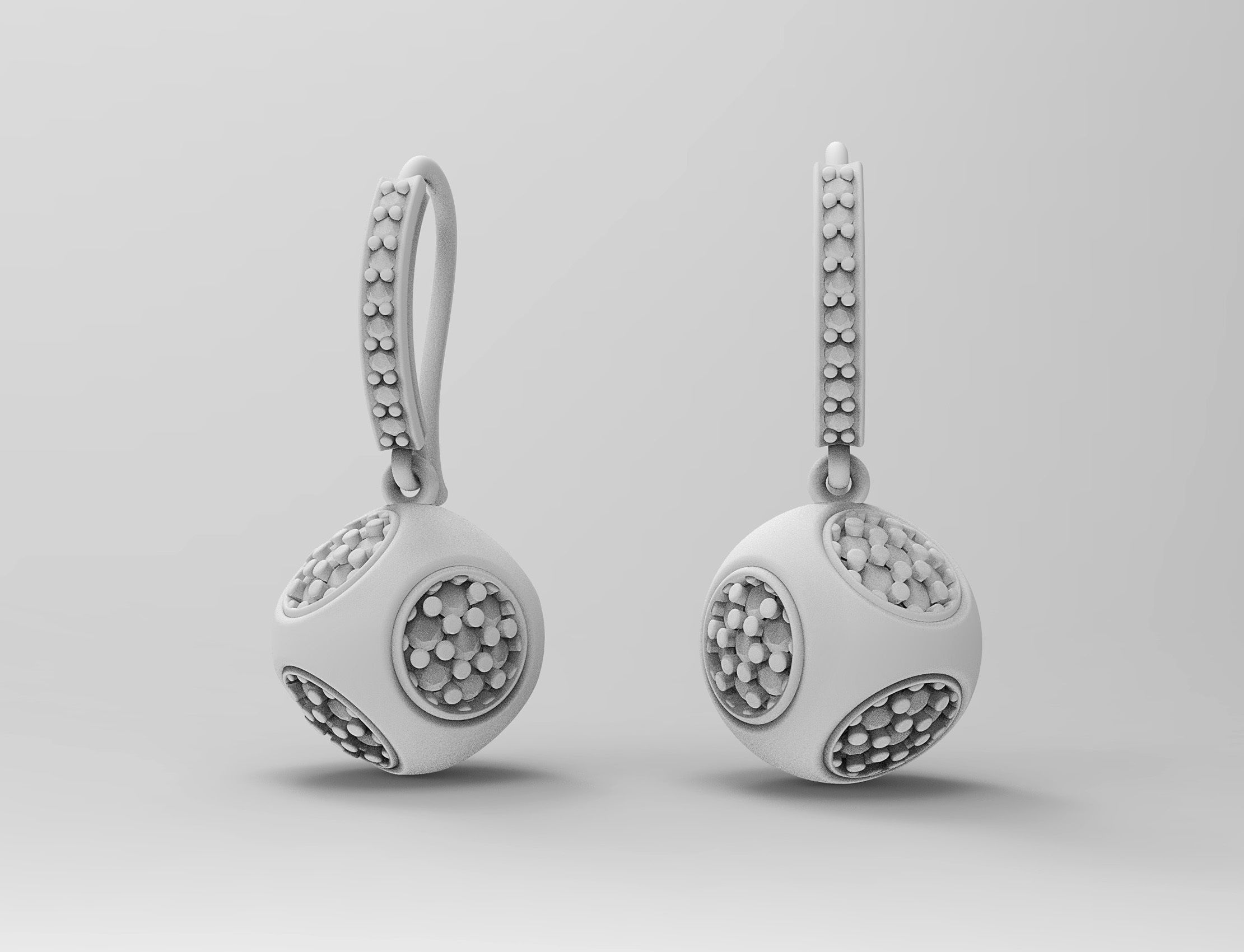Cube of ball earrings 3D print model_5