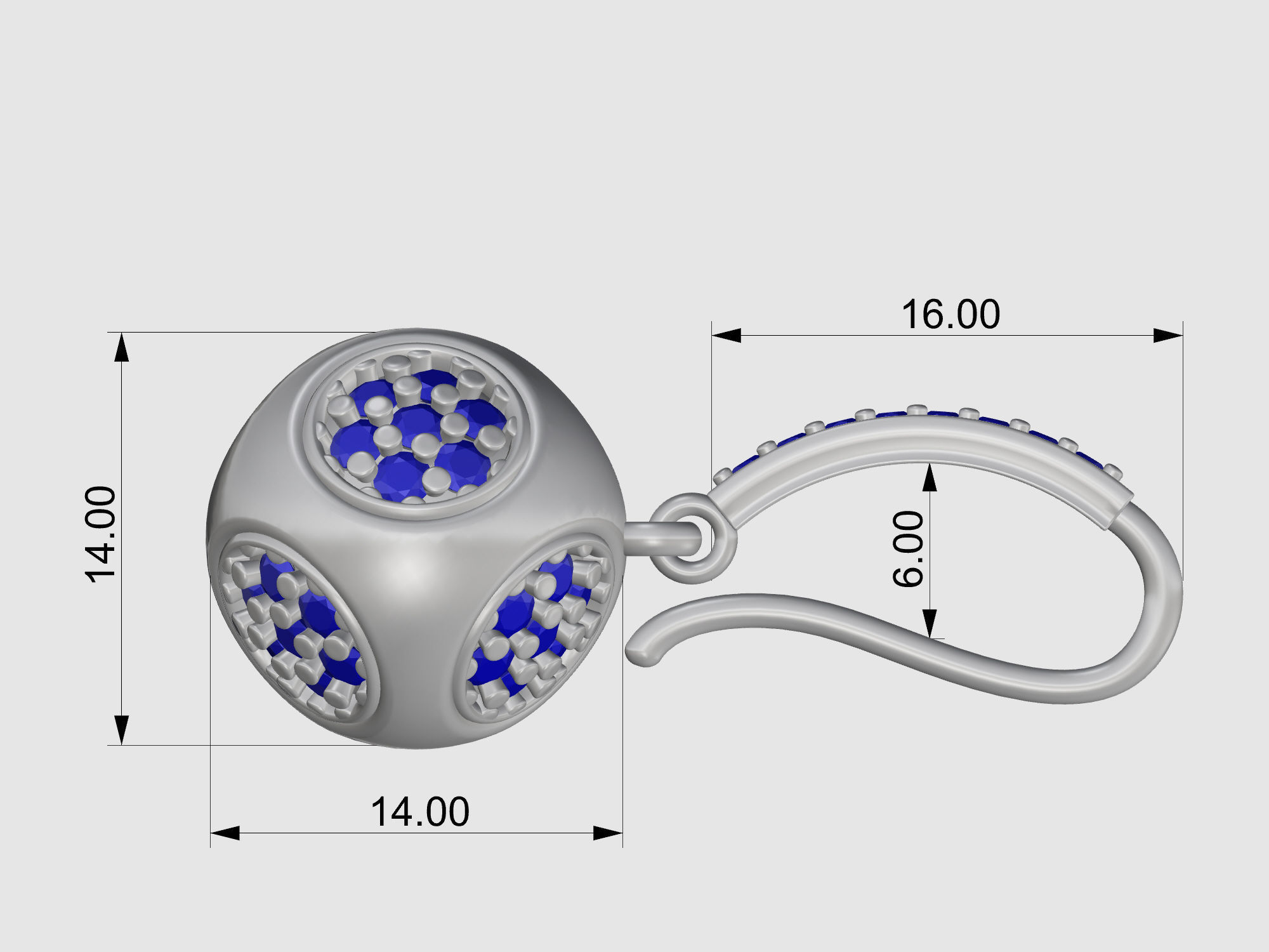 Cube of ball earrings 3D print model_14