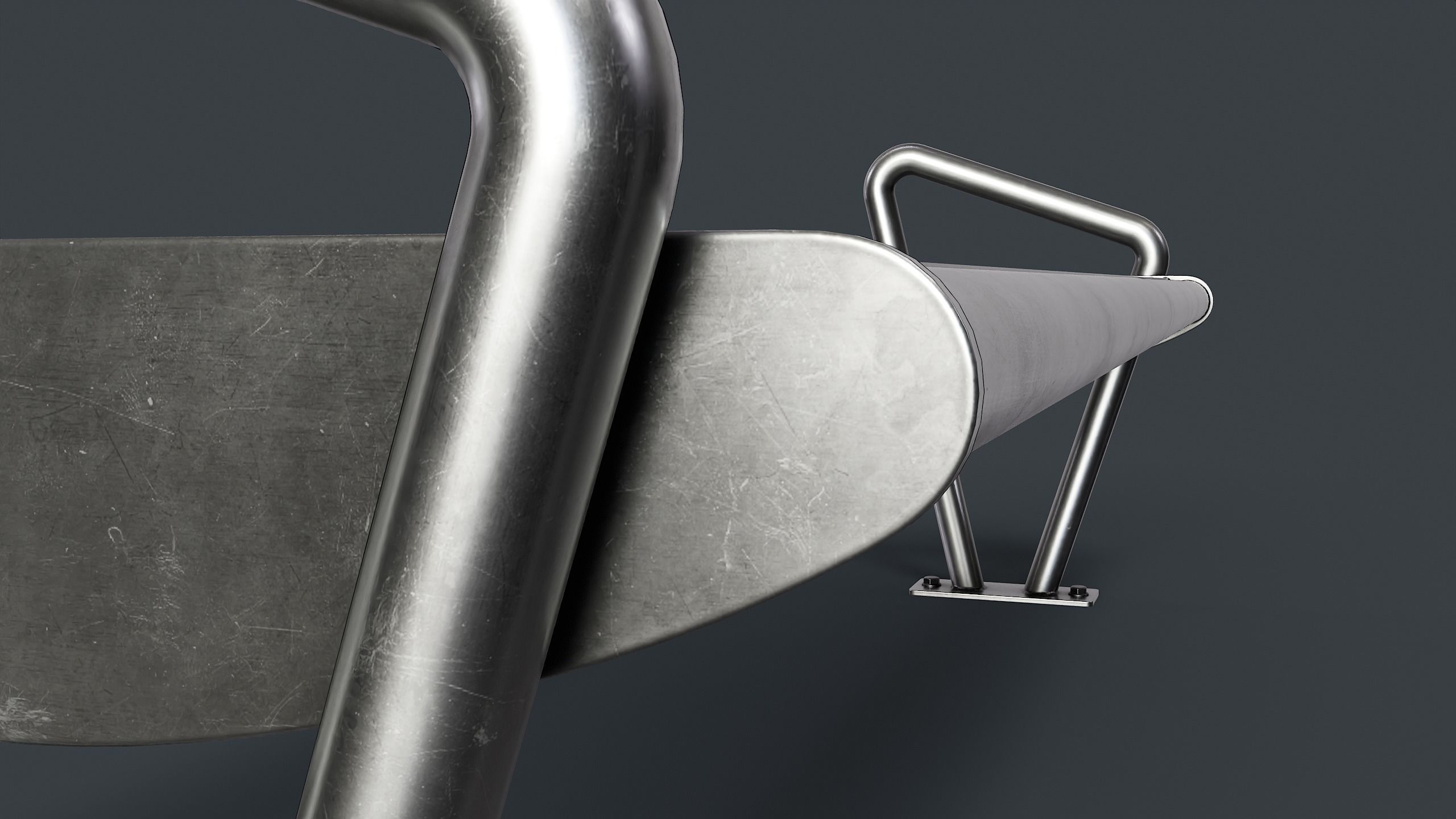 Metal Modern Bench 26 PBR Game Ready Low-poly 3D model_18