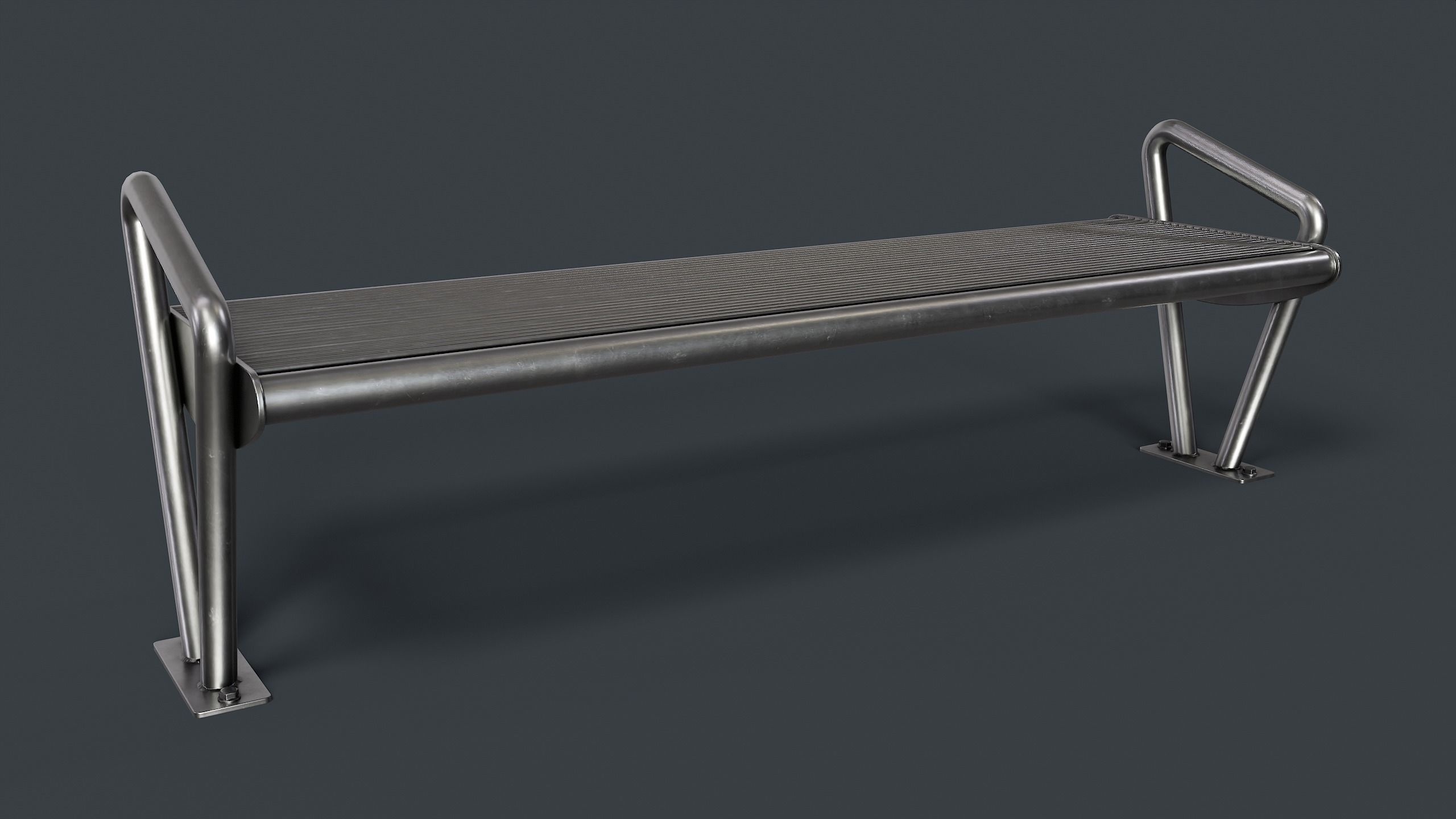 Metal Modern Bench 26 PBR Game Ready Low-poly 3D model_1