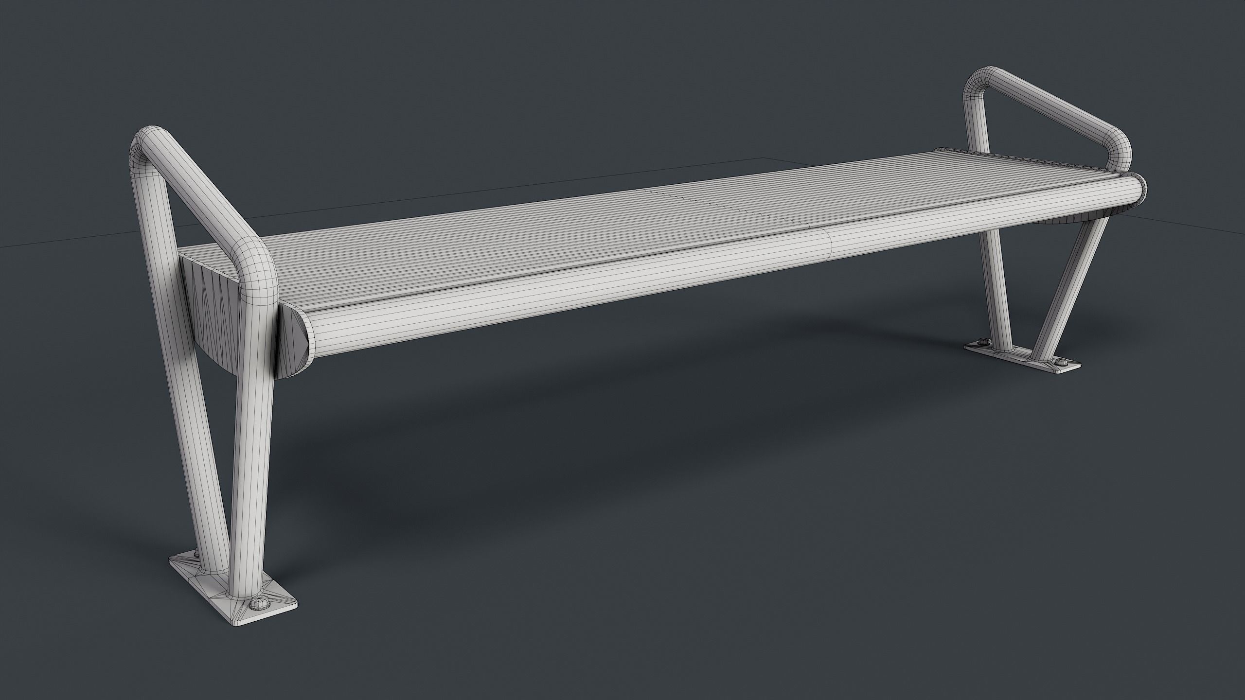 Metal Modern Bench 26 PBR Game Ready Low-poly 3D model_20